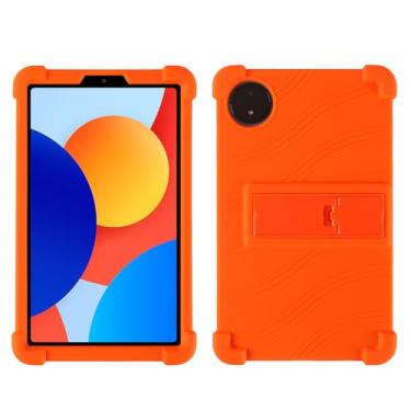 Imagem de QYiiD Capa para Xiaomi Redmi Pad SE 8.7, capa protetora dobrável de silicone leve para crianças com suporte dobrável para Redmi Pad SE 22.1 cm 4G 2024, laranja