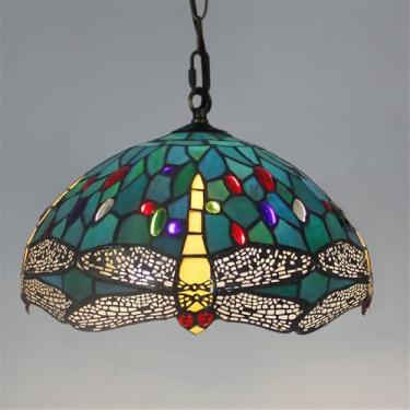 Imagem de Luminária pendente contemporânea de luxo em vidro colorido com LED, estilo retrô americano, ideal para sala de estar, restaurante, quarto, hotel, casa de campo, corredor, café, bar ou escada