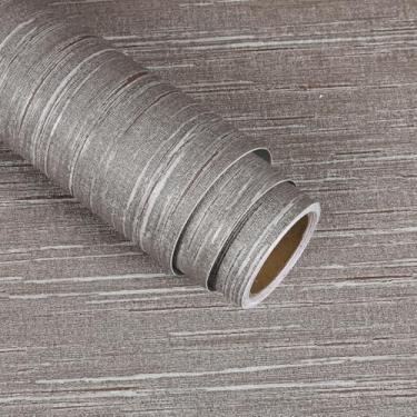 Imagem de VaryStyle Papel de parede de pano de grama caramelo, papel de parede texturizado de pano de grama à prova d'água, rolo de vinil, marrom marrom, papel de contato para armários 39,9 cm x 299,7 cm, papel