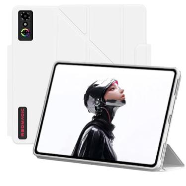 Imagem de Capa para Nubia Astra Gaming/Pad 3 Pro – Capa magnética fina de 24 cm, couro PU, proteção total, antiarranhões, resistente à sujeira, leve [branca]