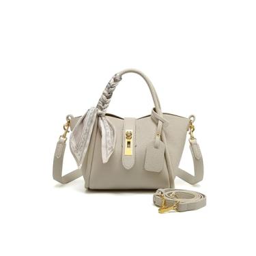 Imagem de Bolsa de ombro feminina, carteira feminina, bolsa vintage, bolsa transversal de couro sintético com alça de ombro ajustável, Branco, Small, Bolsa quadrada pequena transversal