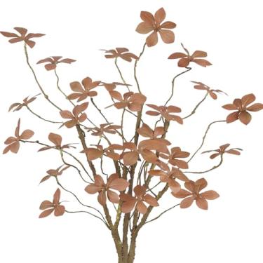 Imagem de CISDUEO 3 peças de plantas artificiais de outono, caules florais de outono, folhas falsas, seda, vegetação de outono, ramos laranja com haste longa para vasos de fazenda, dia de Ação de Graças, outono