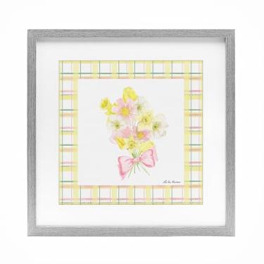 Imagem de Stupell Industries Impressão emoldurada Spring Daffodils on Plaid Gray Under Glass, design by Lee Ann Sanders, 13 x 13