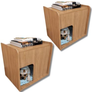 Imagem de Kit 2 Mesa De Cabeceira Cama Pet Cães 45x45x40 Amadeirado