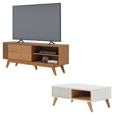 Imagem de Rack Bancada Otawa Freijó Com Mesa De Centro Jeri Off White Freijó - Colibri