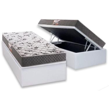 Imagem de Cama Box Baú Solteiro: Colchão Ortopédico Herval D28 - Ag65 Ortopedic Black + Base Crc Courano White (88x188)