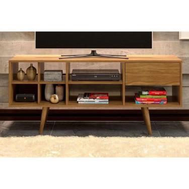 Imagem de Rack Bancada P/ Tv Até 50 Pol R1462 C/ 1 Gaveta E 7 Nichos 136cm Amêndoa - Tecno Mobili