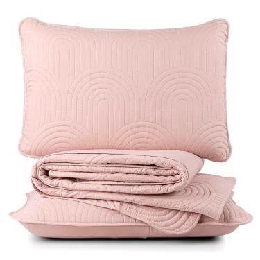 Imagem de Cobre Leito Queen Dupla Face Riviera Micropercal 200 Fios Rosa - 3 Peças