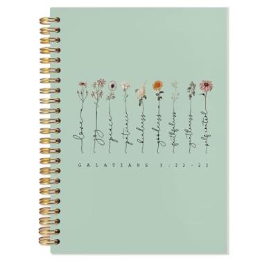 Imagem de YTRGI Cadernos bíblicos para anotações, diário cristão, diários de escritura para escrever, diário de oração para mulheres, gálatas 5:22-23 cadernos bíblicos para anotações 14 x 21 cm (verde)