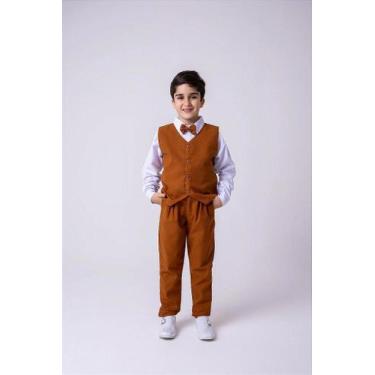 Imagem de Conjunto Infantil Social Caramelo com Colete para Festa e Casamento - 