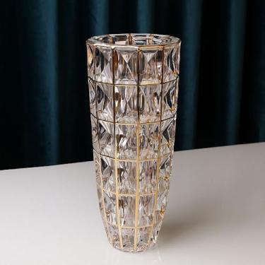 Imagem de Vaso de flores de vidro em forma de diamante exclusivo pintado à mão com 30 cm de altura para decoração de casa, mesa de jantar, casamento, escritório, festa, decoração de centro de mesa.