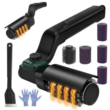 Imagem de Escova elétrica para churrasco, cabeça de escova de aço inoxidável, potência de 3 velocidades, tempo de funcionamento de 90 minutos, limpador à prova d'água para grelhas de churrasco