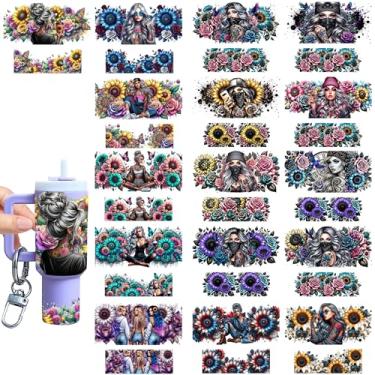 Imagem de Chaveiro UV DTF Wraps - 16 peças engraçado animal motel chaveiro uvdtf envoltório decalques, girassol menina chaveiro em branco UV DTF transferência artesanato decoração linda borboleta presentes