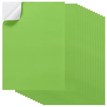 Imagem de PATIKIL 20 peças de papel adesivo de folha completa, etiquetas de envio A4, papel adesivo colorido fosco para impressão de impressora a laser a jato de tinta, verde claro
