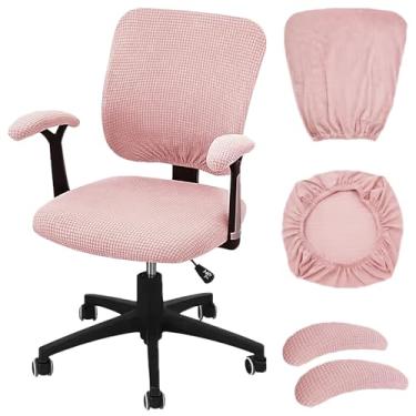 Imagem de FLATRI 4 capas para cadeira de escritório, capas de cadeira elásticas antiderrapantes com capas de apoio de braço, capa de assento de cadeira de escritório removível, lavável, antipoeira para rotação