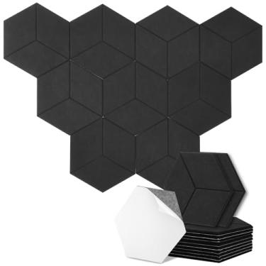 Imagem de ZJRDYYK Pacote com 12 painéis à prova de som para parede, painéis de espuma acústica de 30 * 26 cm, painéis de absorção de som para estúdio de som, gravação de podcast, sala de TV, salas de jogos e