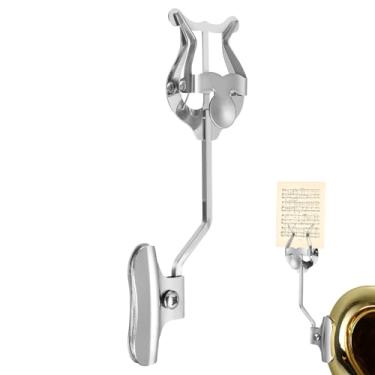 Imagem de Homoyoyo Lira de trombone: clipe de partitura de trompete, trompetista, partitura, suporte de fixação, trombone para banda marcial (prata) 19,8 x 0,99 cm