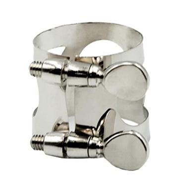 Imagem de barenx Clipe de ligadura de saxofone tenor alto soprano prata para peças de substituição de saxofone - prata, tenor