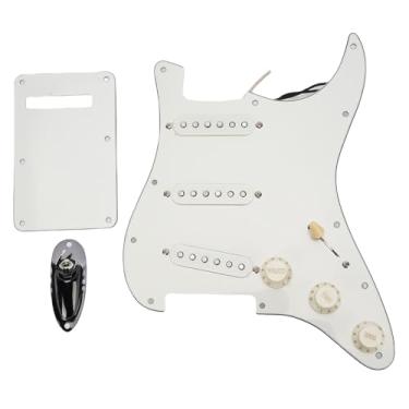 Imagem de SPYMINNPOO Pickguard Pré-cabeado para Guitarra Elétrica LP, Placa de Rascunho Branca Vintage de PVC de 3 Camadas Com Captadores de Bobina Dupla Base de Latão Fácil Instalação para Som Aprimorado e
