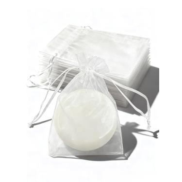 Imagem de TINGSING 200 sacos de organza branca 10 x 15 cm bolsa de malha com cordão, sacos de presente de malha transparente, bolsas de joias, sacos de lembrancinha de casamento para negócios, doces, embalagem