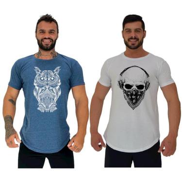 Imagem de Kit 2 Camiseta Longline Masculina MXD Conceito Básico Sport Fitness Silk Screen-Masculino