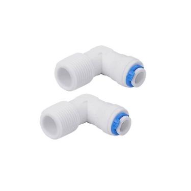 Imagem de Kit 2 Cotovelos Plástico Rosca 3-8" Com Engate Rápido Mangueira 1-4