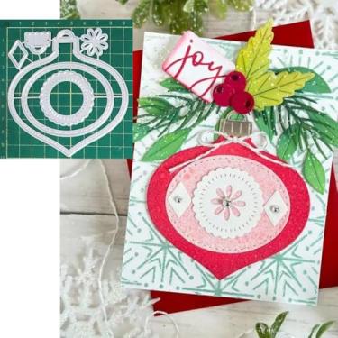 Imagem de Moldura de bola de floco de neve de Natal, moldes de corte de metal, estênceis cortados para álbum de recortes, decoração de álbuns, papel em relevo decorativo para fazer cartões