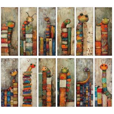 Imagem de Wxiben Marcadores de livros engraçados – 120 peças de marcadores de livro para amantes de livros, marcadores de livro de dupla face, lindos minhocas, presilhas de página, presentes para mulheres