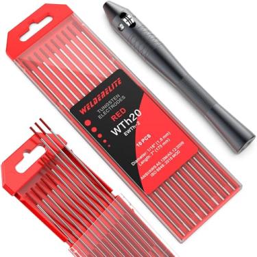 Imagem de Eletrodo de tungstênio vermelho 1/40.6 cm com caneta TIG - Kit completo de soldagem