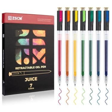 Imagem de ZSCM Canetas de gel suculentas retráteis, 7 cores de grande capacidade para colorir adultos, caneta colorida de escrita suave de ponta fina de 1,0 mm para anotações, artigos de arte estética