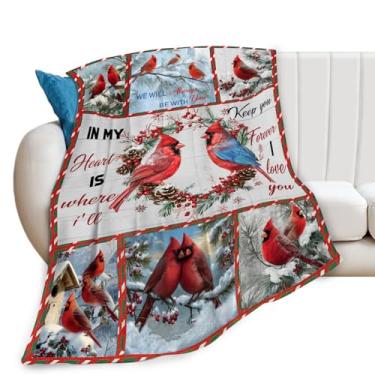 Imagem de Cobertor cardinal vermelho pássaro cobertor para meninas meninos crianças amante cardeal macio aconchegante lã pelúcia para sofá cama 127 x 101 cm