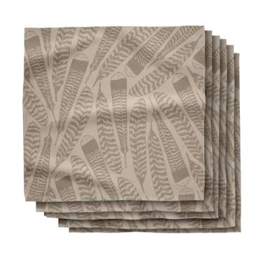 Imagem de GEOMETRY Guardanapos de jantar - Guardanapos de jantar de pano de microfibra de secagem rápida - Guardanapo Geosuede premium (Penas de peru, pacote com 6)