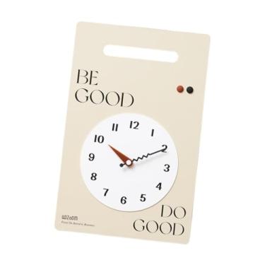 Imagem de IEUDNS Relógio decorativo de parede, ornamento silencioso, arte de parede, relógio de parede moderno, relógio de parede criativo para escritório, entrada, Bege