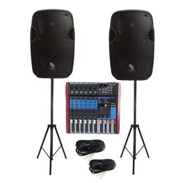 Imagem de Kit Caixa de Som Ativa MK-8A 200W RMS Bluetooth Makpro