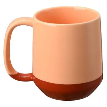 Imagem de Miicol Caneca de café de cerâmica, xícara de café grande de 473 ml, caneca de chá com alça, caneca de fundo plano para homens, mulheres, escritório, microondas e lava-louças, multicor, pêssego