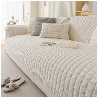 Imagem de SPXMQSS Capas de sofá para sofá, capas de sofá espessas de 1/2/3/4 lugares, capa de sofá universal de flanela super macia antiderrapante para sofá em forma de L protetor de móveis D 110 x 110 cm