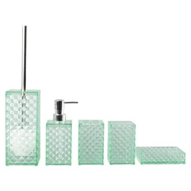 Imagem de Ｂｅｓｇａ Conjunto de 5 acessórios para banheiro: porta-escova de dentes, fácil de limpar, ideal para casa ou apartamento moderno, copo para enxaguante bucal e, Morandi Green