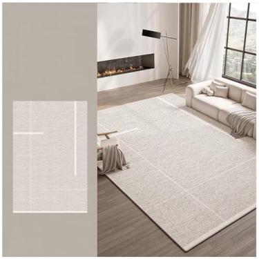 Imagem de SPXMQSS Tapete de área grande para sala de estar, tapete antiderrapante para quarto, sofá resistente ao desgaste, tapete de mesa de café, para sala de estar, sala de jantar, quarto, cinza bege B 180 x