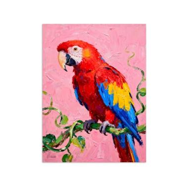 Imagem de Animais Pintura Arte Parede - Papagaio No.2 - Impressões em tela - Moderno Colorida Pôster para decoração sala de estar 30x40cm Sem Moldura