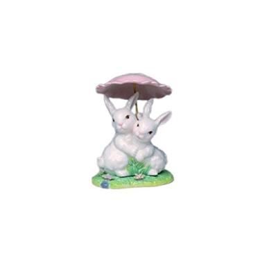 Imagem de Cosmos Gifts 20877 Estatueta de Coelho de Porcelana Sob o Guarda-Chuva, 10 cm, Rosa