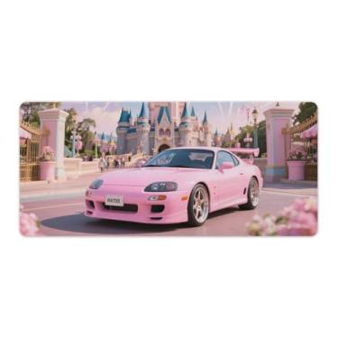 Imagem de HouLaiZhe JDM Tapetes de mesa de carro rosa Rx7 JDM carro esportivo castelo rosa para jogos tapetes de mouse pads grandes para teclado de mesa tapete de computador 40 x 90 cm