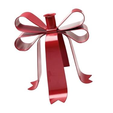 Imagem de Ｂｅｓｇａ Castiçal em forma de laço, suporte para velas, centro de mesa, enfeite, decoração de festas, castiçal de ferro para lareira e festas, Vermelho