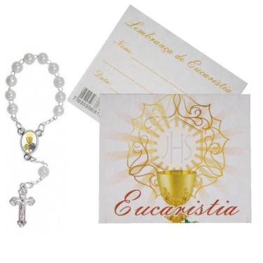 Imagem de 50 Cartões com Mini Terço Eucaristia - SJO Artigos Religiosos