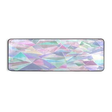 Imagem de Qilmy Tapete de corredor triangular colorido brilhante 183 x 61 cm, antiderrapante, antifadiga, confortável, tapetes longos, para quarto, sala de estar, banheiro, corredores, entrywa159