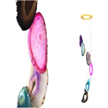 Imagem de Mensageiro Sino Dos Ventos Móbile Ágata Colorida 7 Pedras 01 - Equilíb
