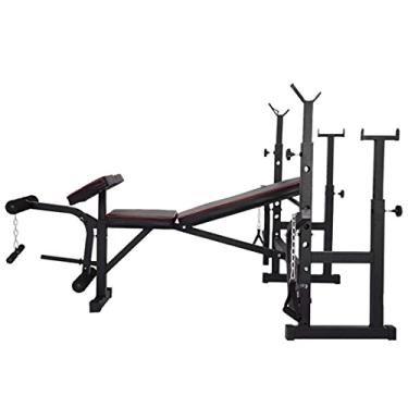 Imagem de LMJYU Banco auxiliar multifuncional para halteres, banco multifuncional para halterofilismo, suporte de agachamento para cama com barra utilitária, equipamento de ginástica para treinamento de força