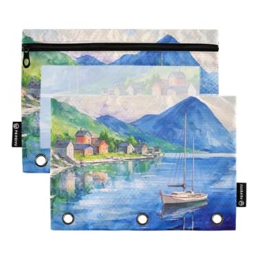 Imagem de Wassud Pastas de fichário A Boat on A Lake Pacote com 2 Pastas de Bolso com 3 Furos, Pasta Organizadora de Fichários para Casa, Escritório