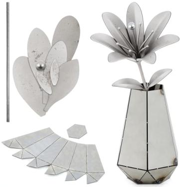 Imagem de Otoolling Kit de vaso e flor de cupons de soldagem, kit de prática de soldagem, placa de aço inoxidável 304, iniciante para Tig Mig, para dominar e melhorar habilidades (estilo lírio)