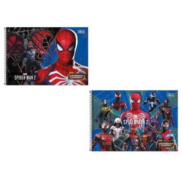 Imagem de Caderno De Cartografia Capa Dura 80 Folhas Spider Man Game Tilibra