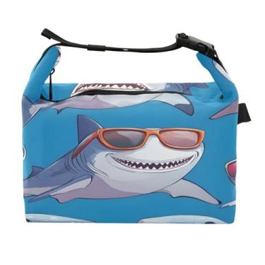 Imagem de STAYTOP Lancheira fofa de tubarão com alça de fivela, lancheira isolada para meninos e meninas, lancheira térmica para trabalho escolar